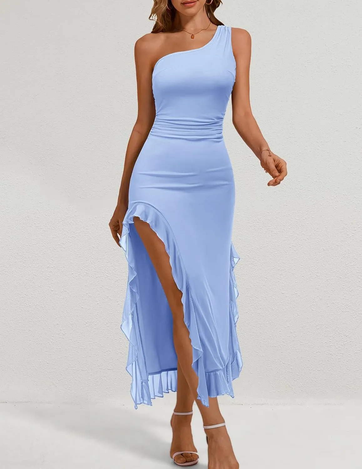 DRESSTELLS Women's Summer Maxi Bodycon Floral Tie Dye Mesh Wedding Guest Club Party Long Split Dresses 2025