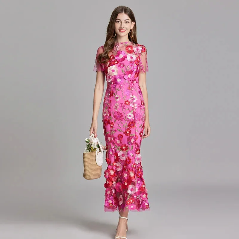Embroidery Fishtail Dress
