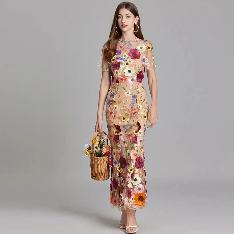 Embroidery Fishtail Dress