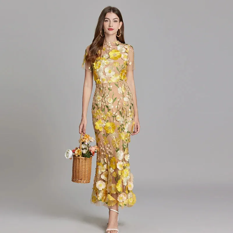 Embroidery Fishtail Dress