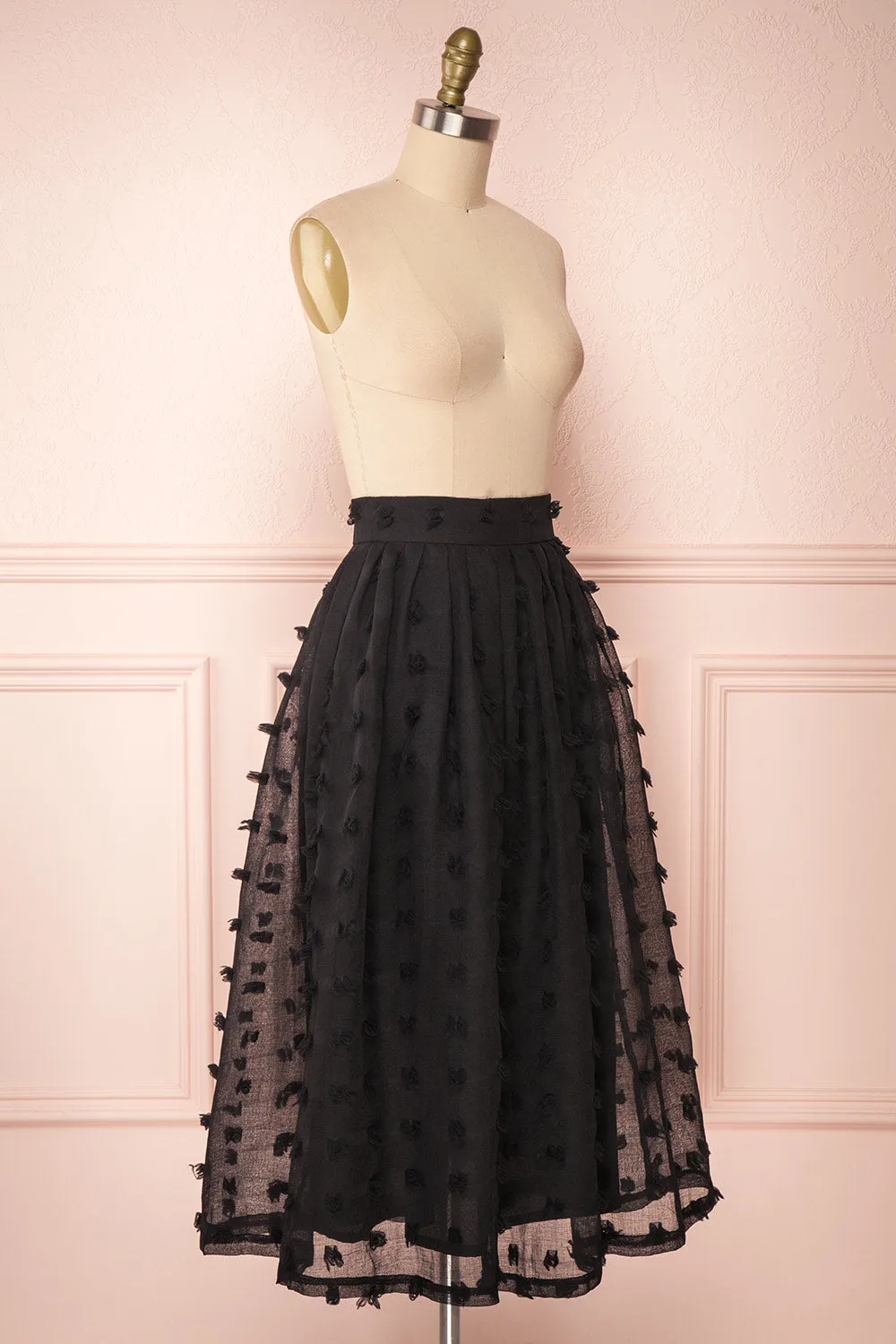 Flavie Noir | Black Midi Skirt