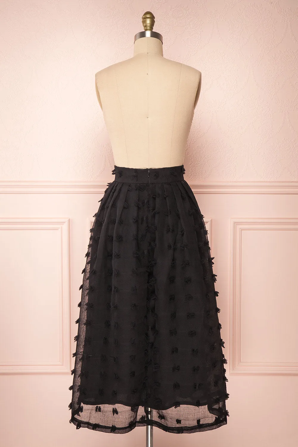 Flavie Noir | Black Midi Skirt