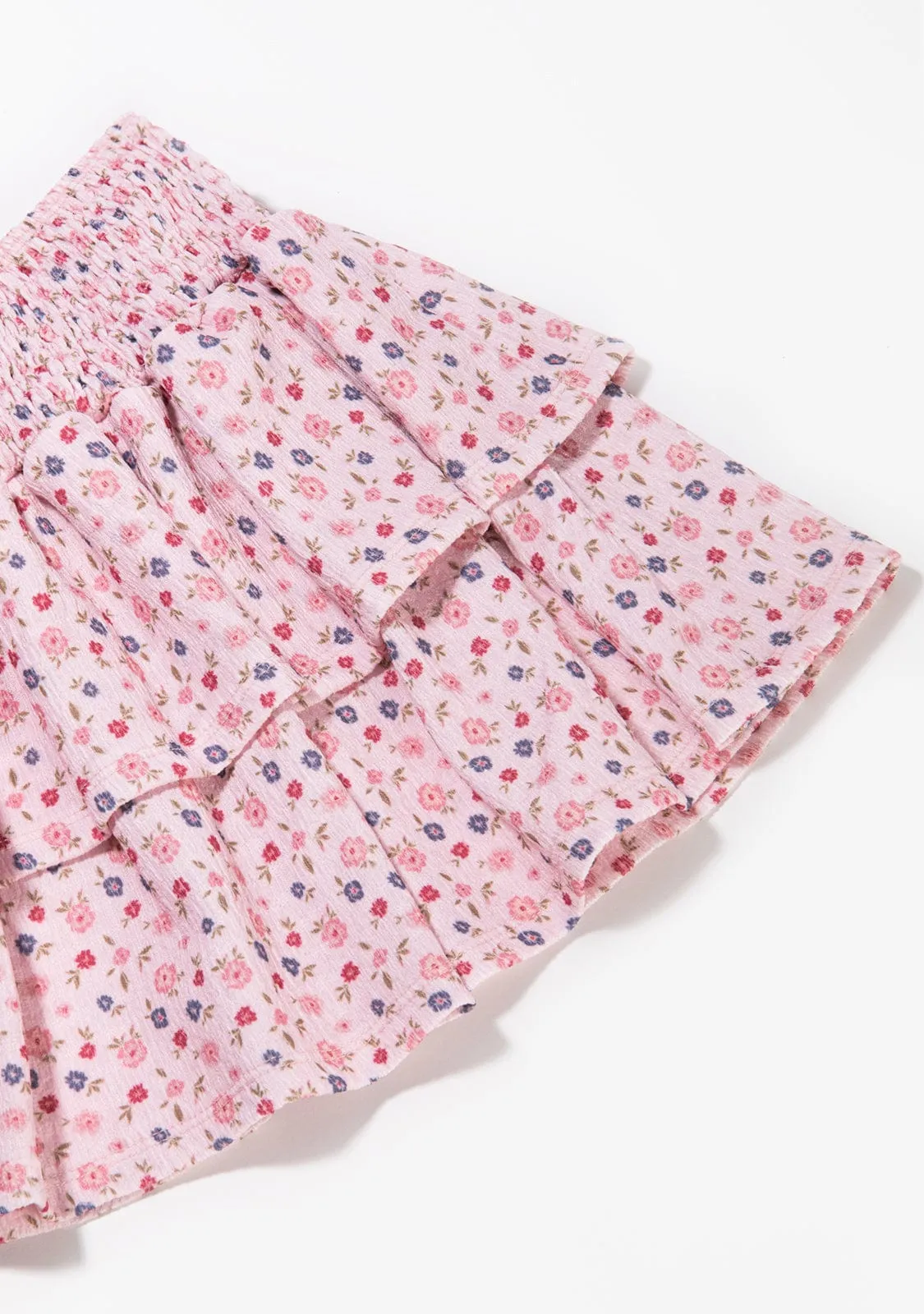 Girl's Pink Print Flowers Skirt