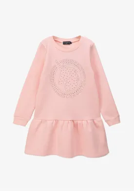 Girl's Pink Strass Unicorn Sweathirt Dress