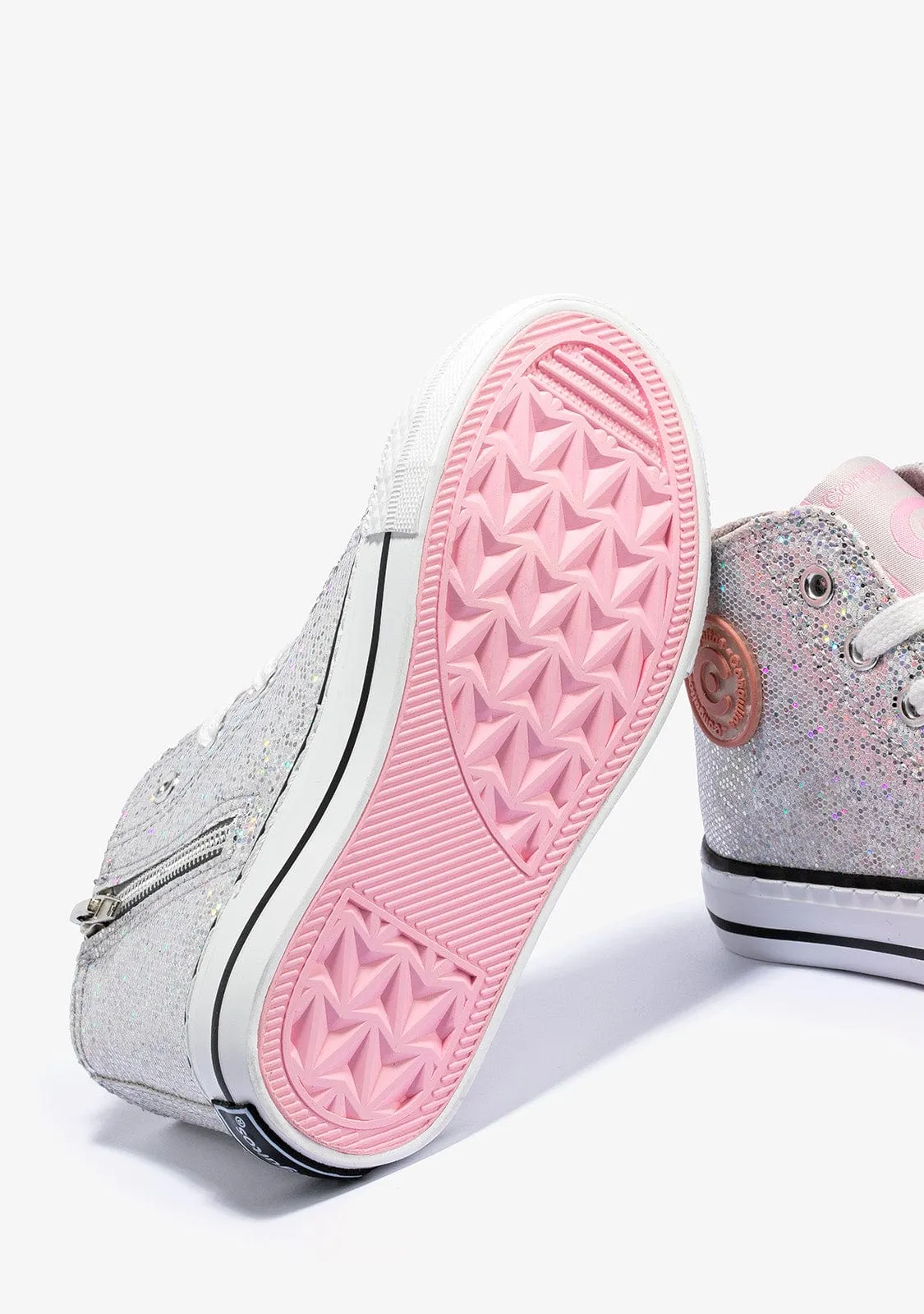 Girl's Silver Glitter Hi-Top Sneakers