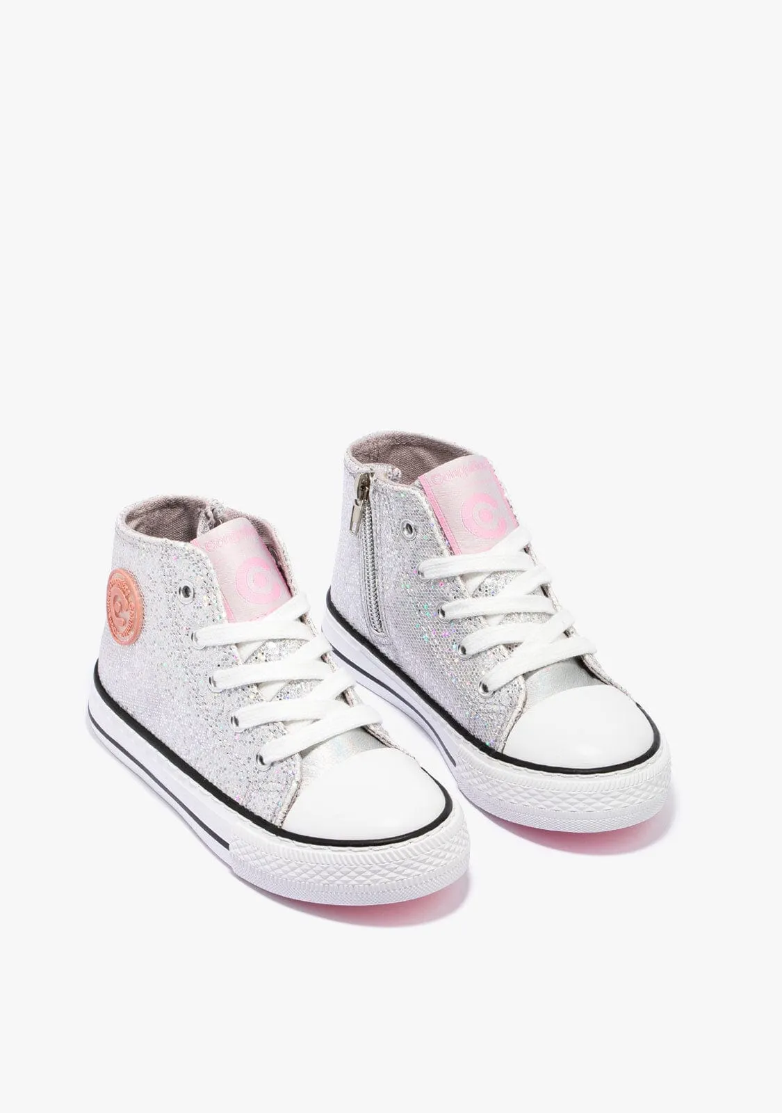 Girl's Silver Glitter Hi-Top Sneakers