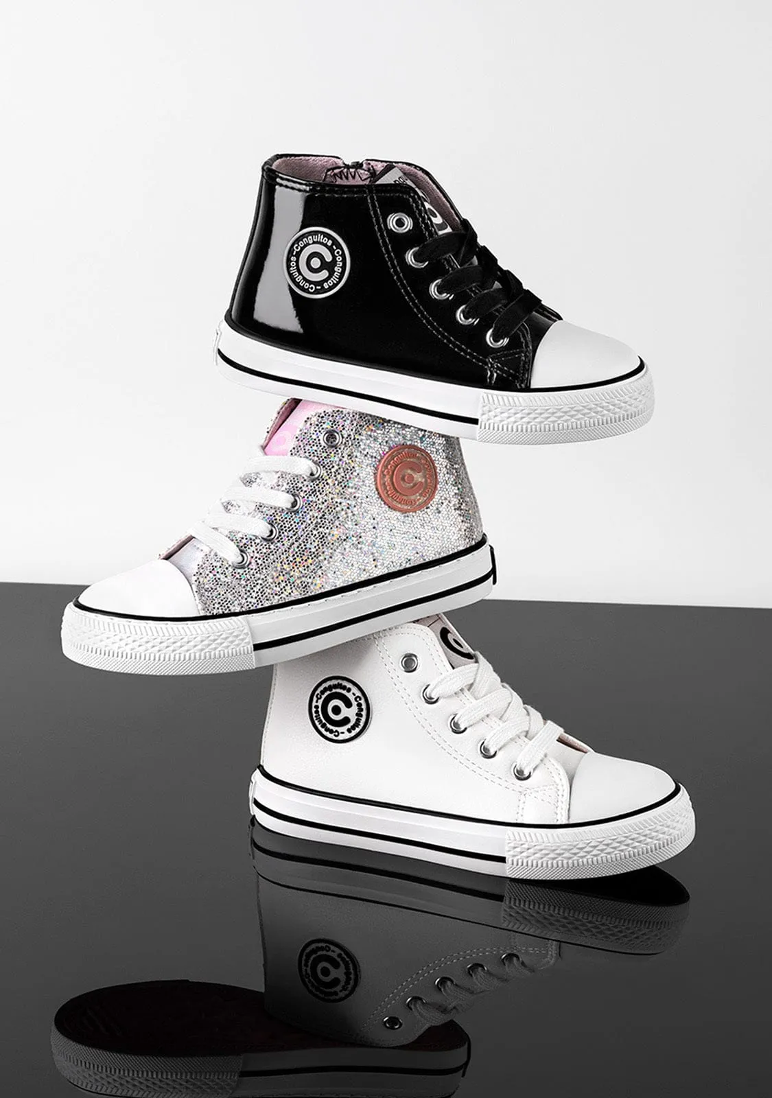 Girl's Silver Glitter Hi-Top Sneakers