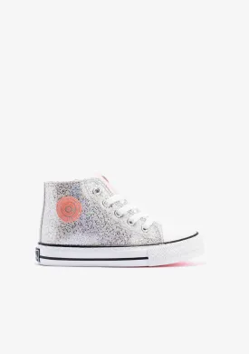 Girl's Silver Glitter Hi-Top Sneakers