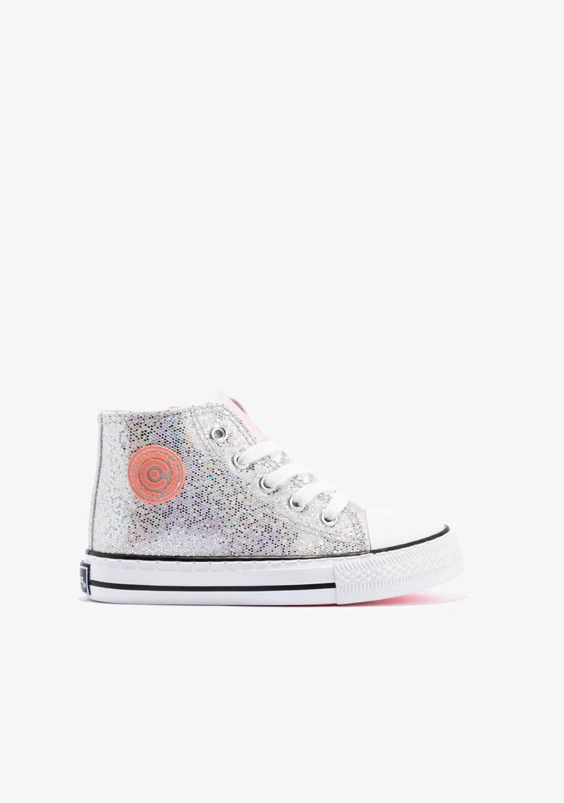Girl's Silver Glitter Hi-Top Sneakers