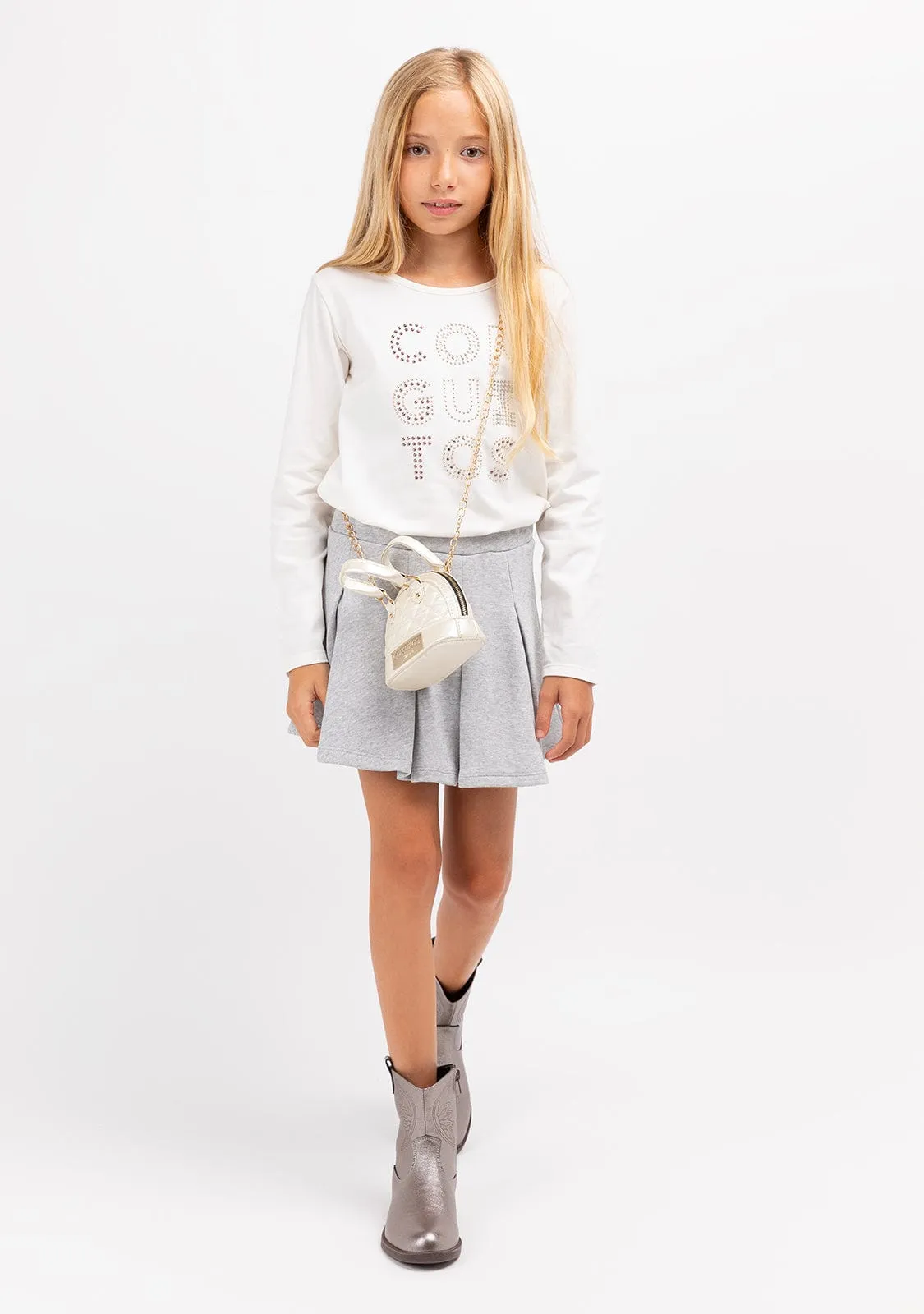 Girl's White Conguitos Strass T-Shirt