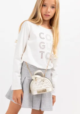 Girl's White Conguitos Strass T-Shirt