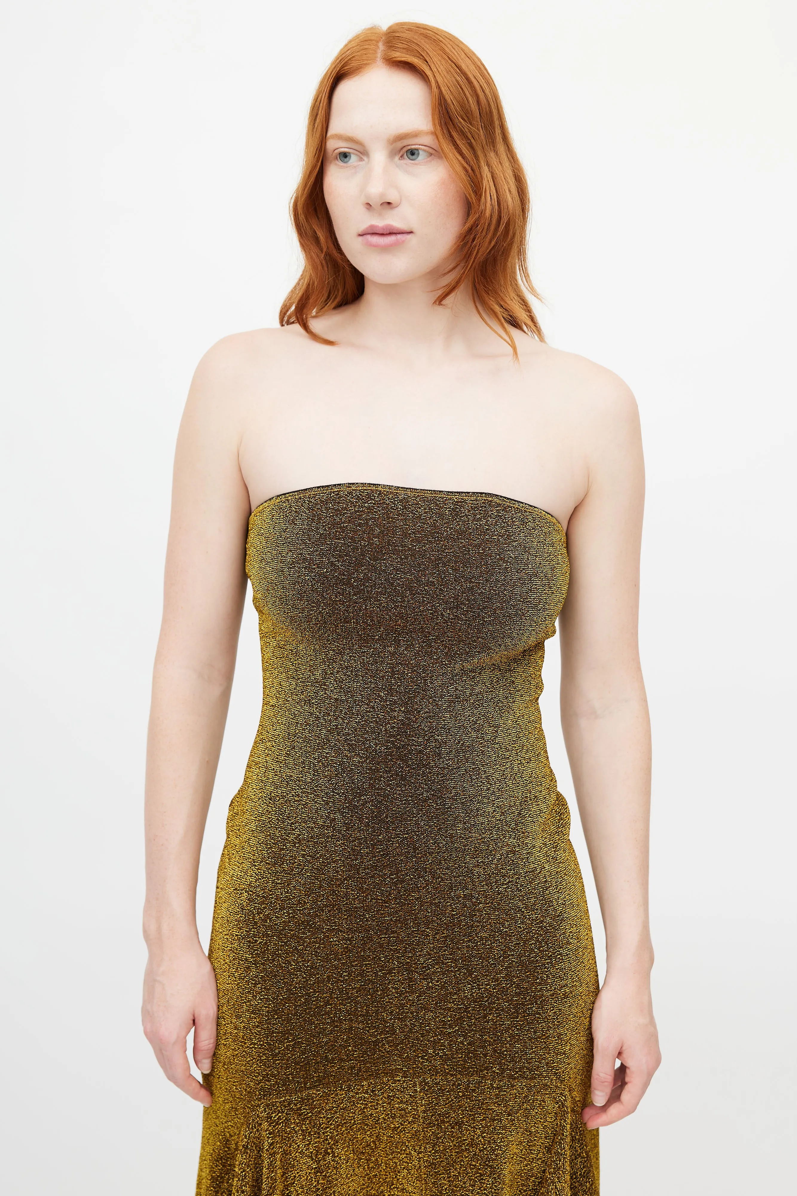 Gold Metallic Fishtail Dress