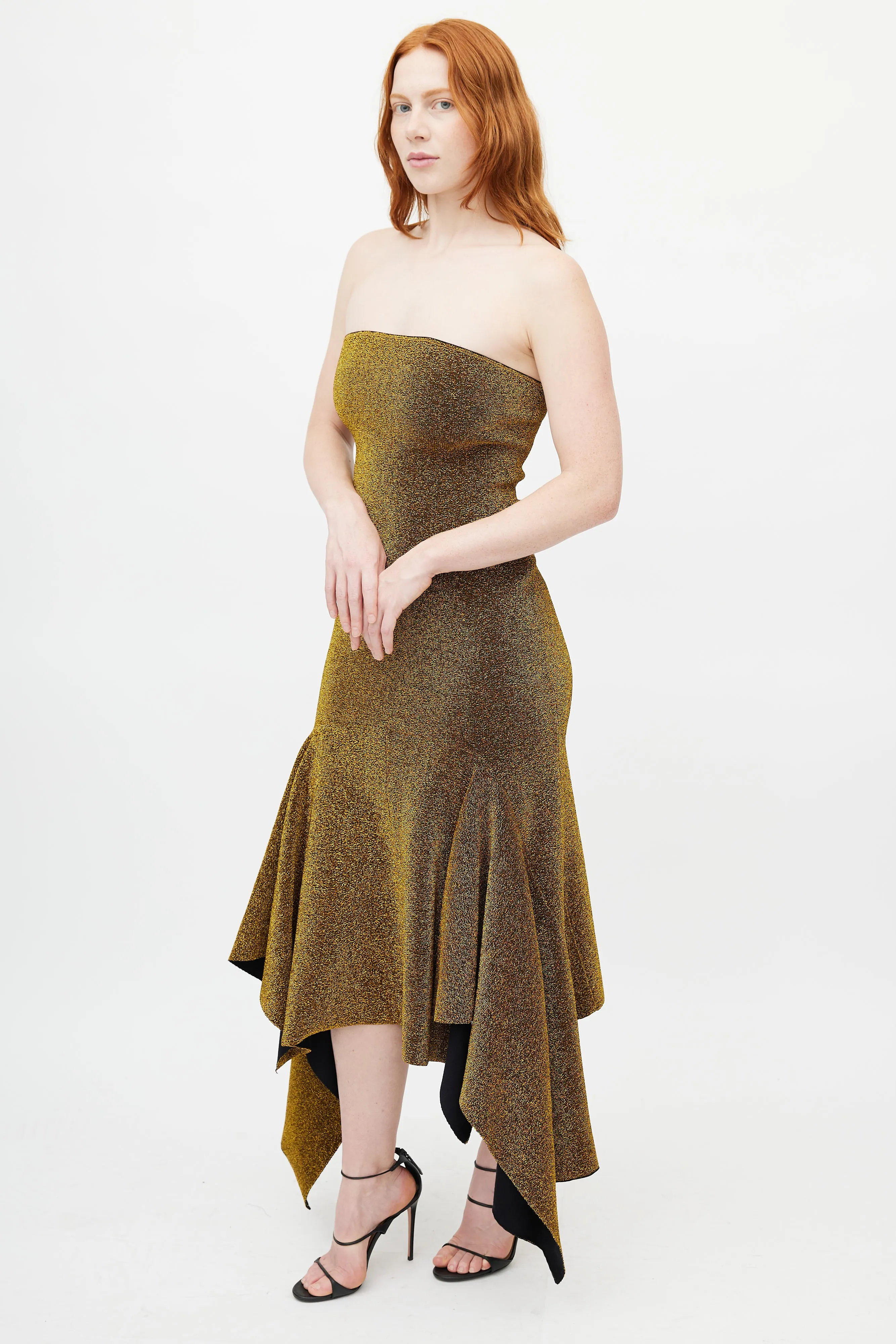 Gold Metallic Fishtail Dress