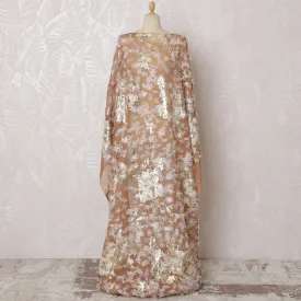 Golden Caramel Silk Chiffon Somali dirac Fabric with Lurex AppliquÃ© - 140cm x 3.5 Mtrs-D18496