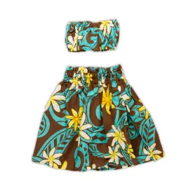 Hawaiian Pa'u Hula Skirt & Top "Malulani Keiki" Set - 6M