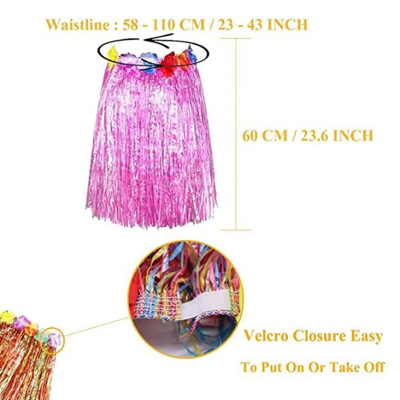 Hawaiian Plastic Raffia Style Grass Skirts 55cm