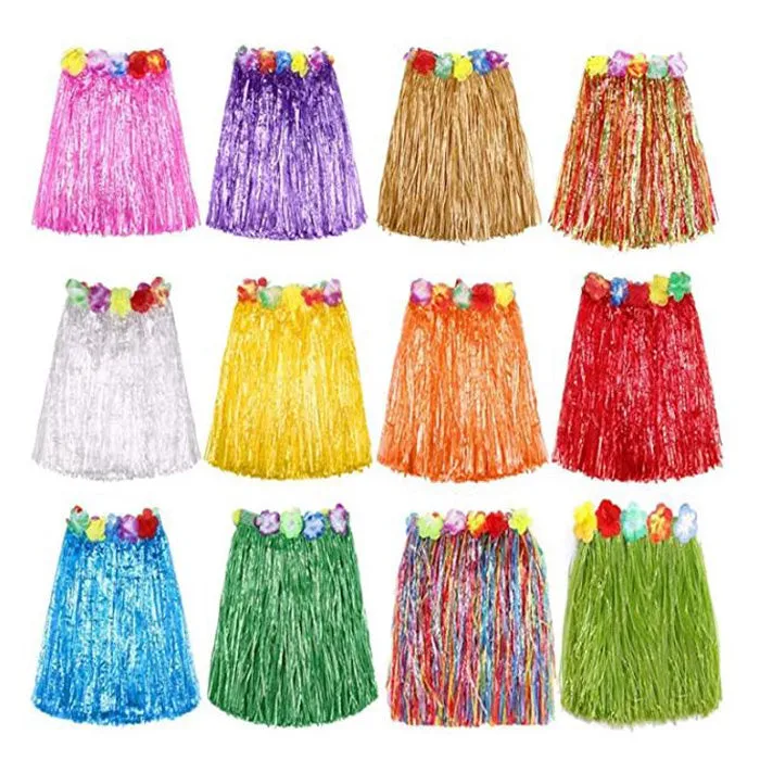 Hawaiian Plastic Raffia Style Grass Skirts 55cm