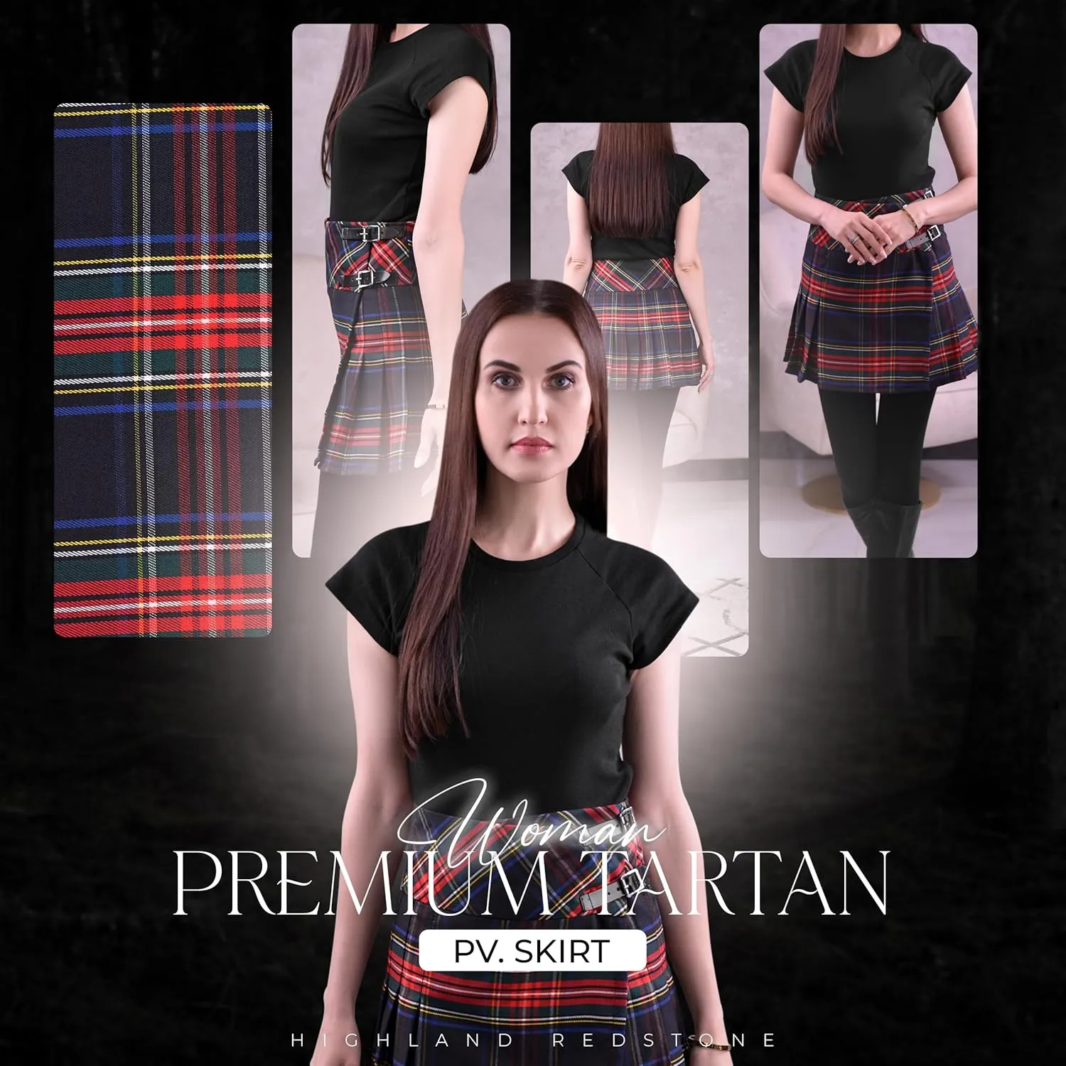 Highland Redstone Women's Skirt Plaid Tartan Mini Kilt Skirt in Traditional Touch