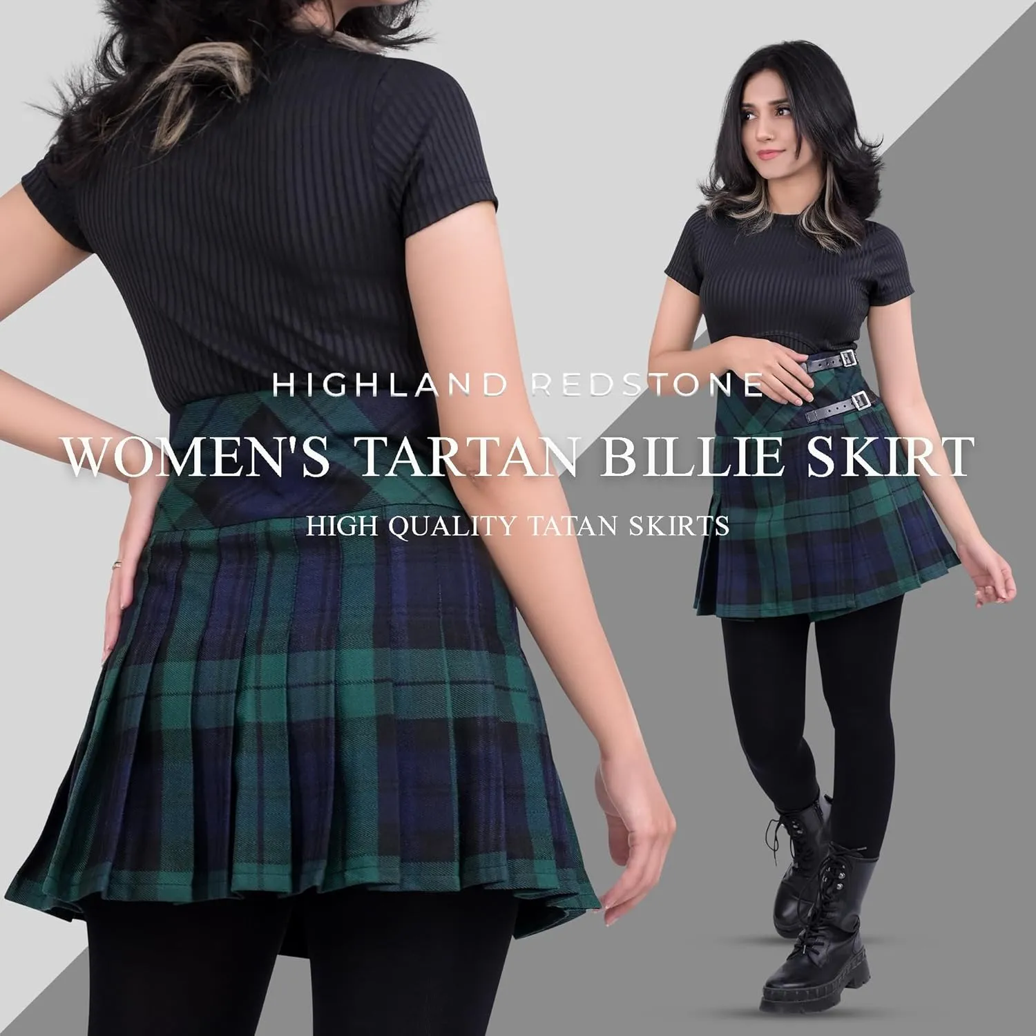 Highland Redstone Women's Skirt Plaid Tartan Mini Kilt Skirt in Traditional Touch