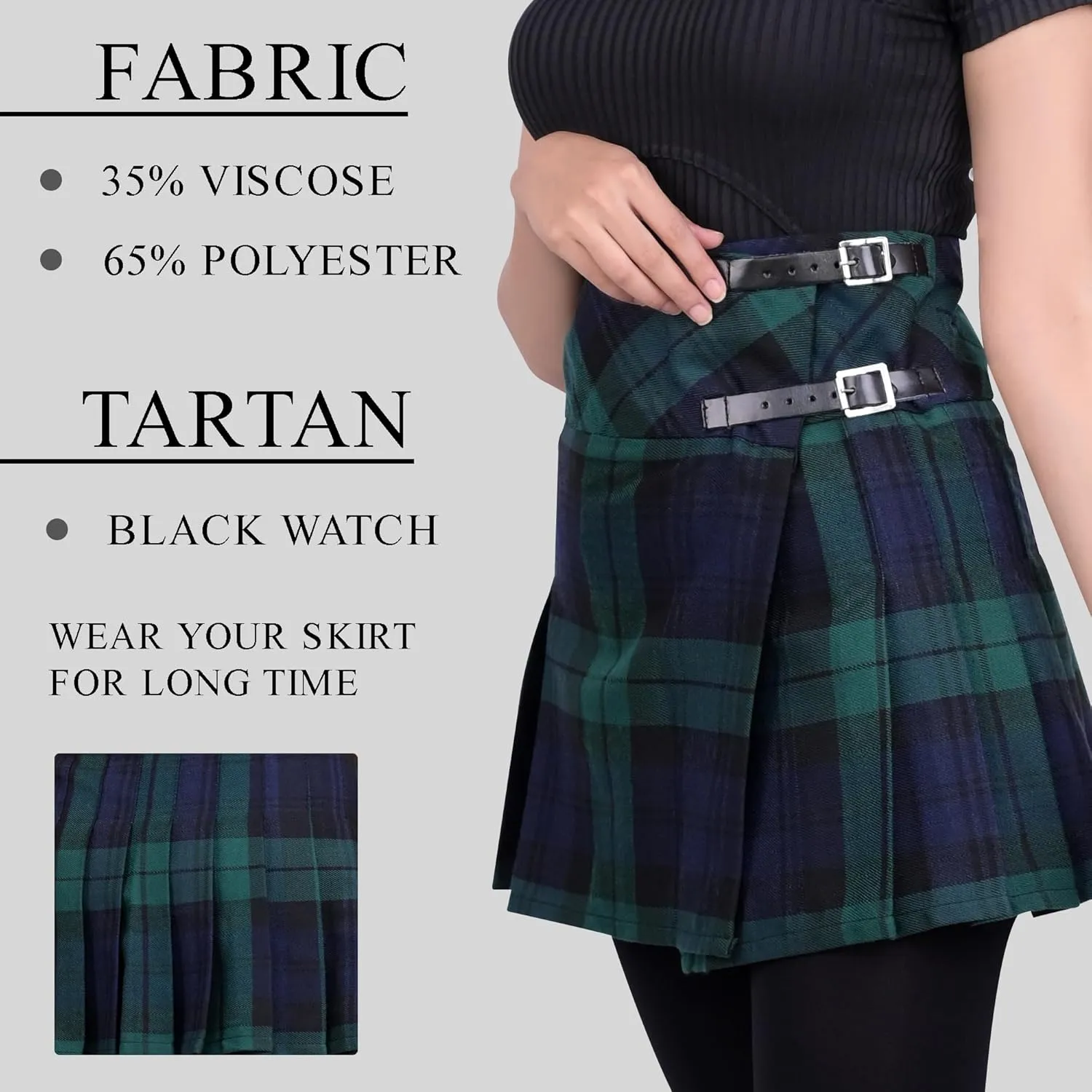 Highland Redstone Women's Skirt Plaid Tartan Mini Kilt Skirt in Traditional Touch