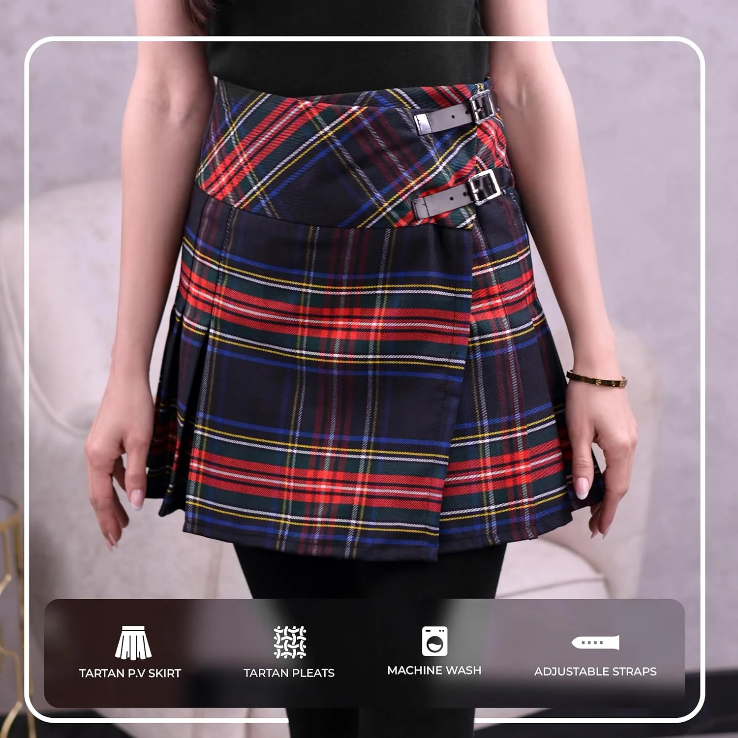 Highland Redstone Women's Skirt Plaid Tartan Mini Kilt Skirt in Traditional Touch