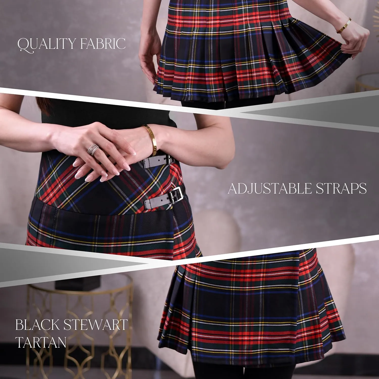 Highland Redstone Women's Skirt Plaid Tartan Mini Kilt Skirt in Traditional Touch