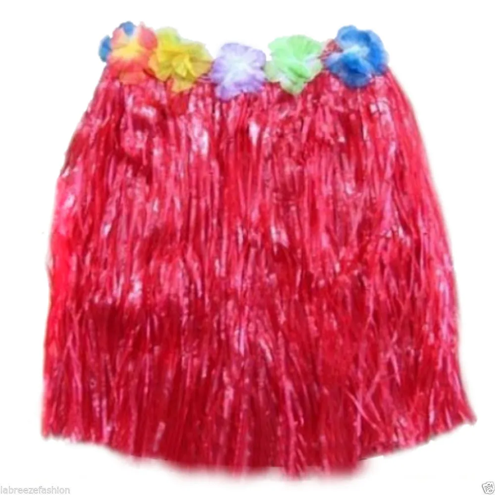 Hula Grass Skirt Plastic Brown Coconut Bra Ladies Girls Hawaiian Hula Beach Party Fancy Dress Costume