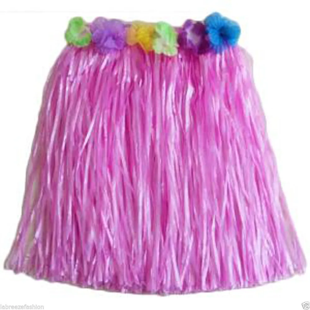 Hula Grass Skirt Plastic Brown Coconut Bra Ladies Girls Hawaiian Hula Beach Party Fancy Dress Costume