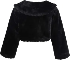 iEFiEL Girls Baptism Flower Dress Wedding Faux Fur Bolero Jacket Shrug