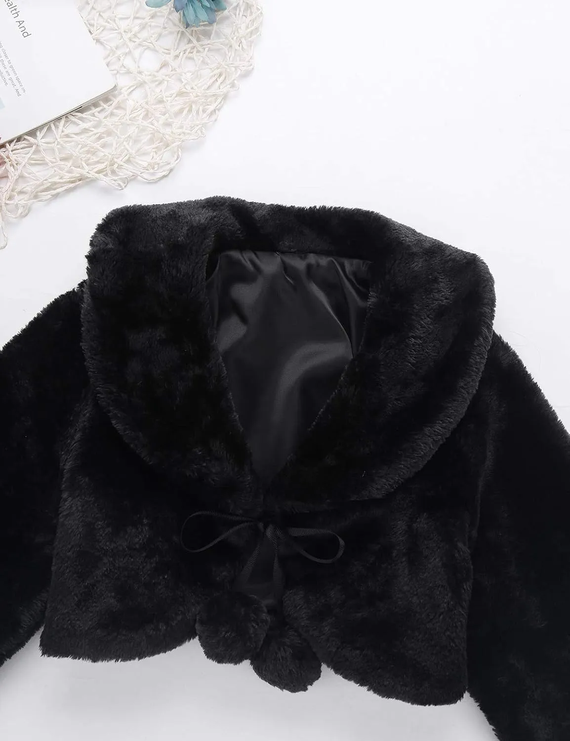 iEFiEL Girls Baptism Flower Dress Wedding Faux Fur Bolero Jacket Shrug
