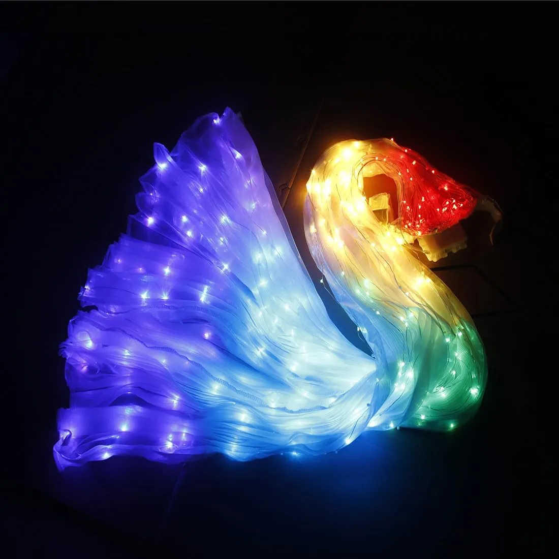 iMucci LED Lights Belly Dance Isis Glow Angel dance Wings with Telescopic Sticks Flexible Rods for Adults and Child Multicolor