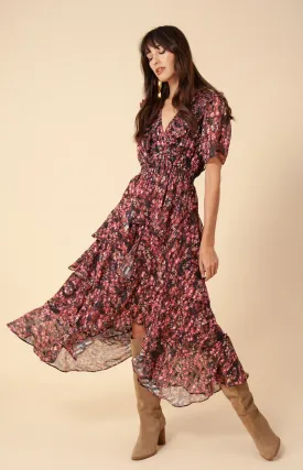 Jade Lurex Jacquard Tiered Dress