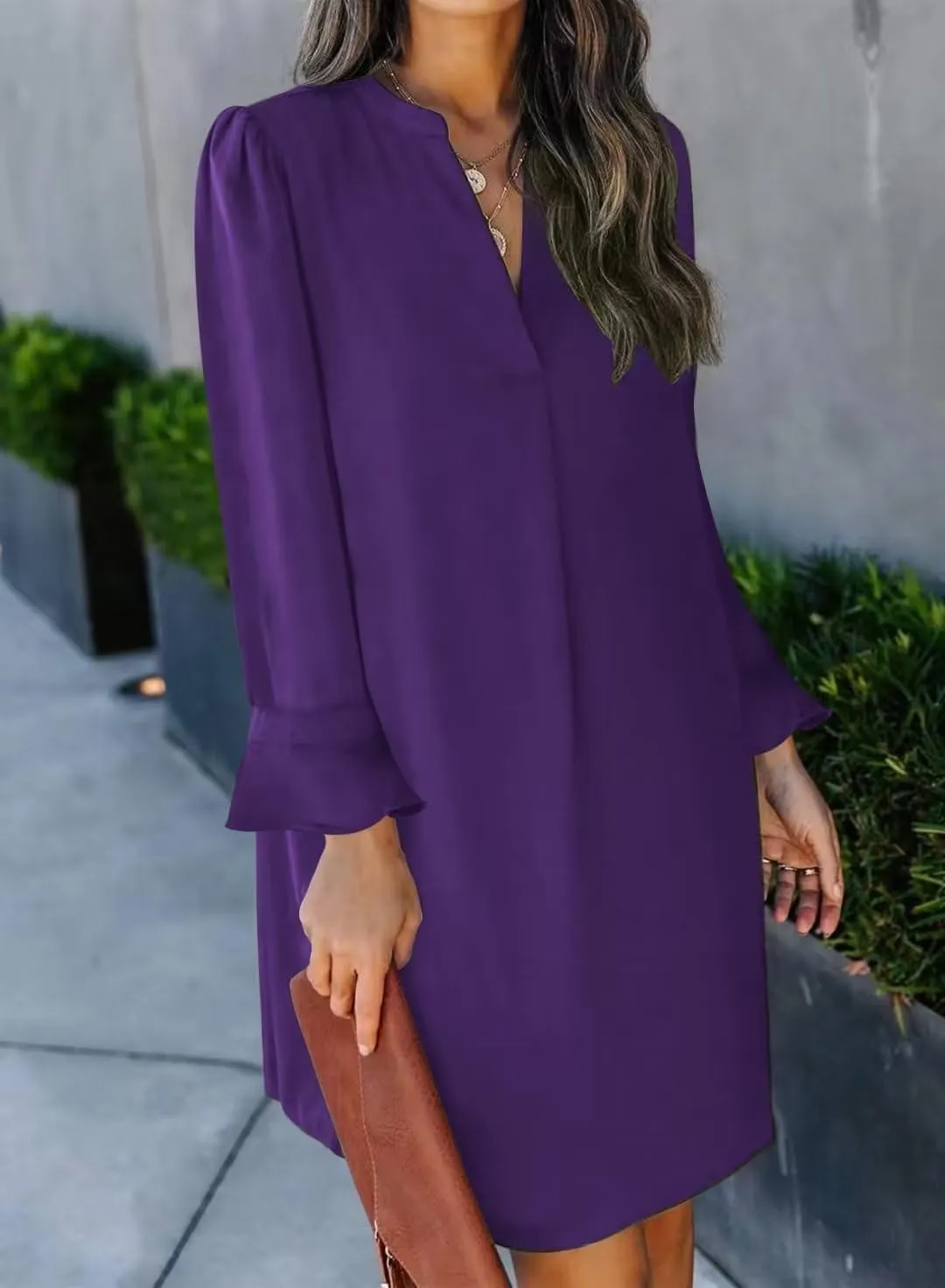 JOCAFIYE Womens Dresses Summer Casual Dress Long Sleeve V Neck Dress Shift Dress for Women 2025