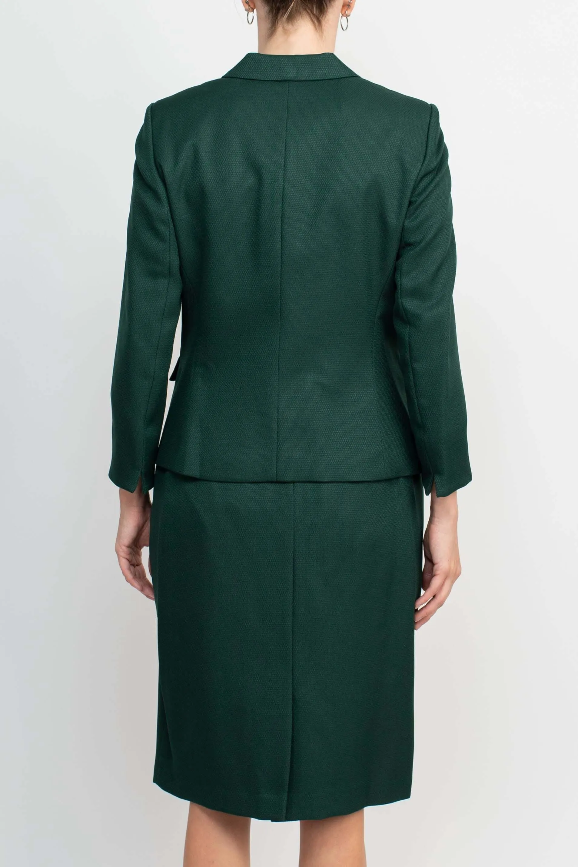 John Meyer Collection Notched Collar 2 Button Long Sleeve Slit Back Crepe Skirt Set