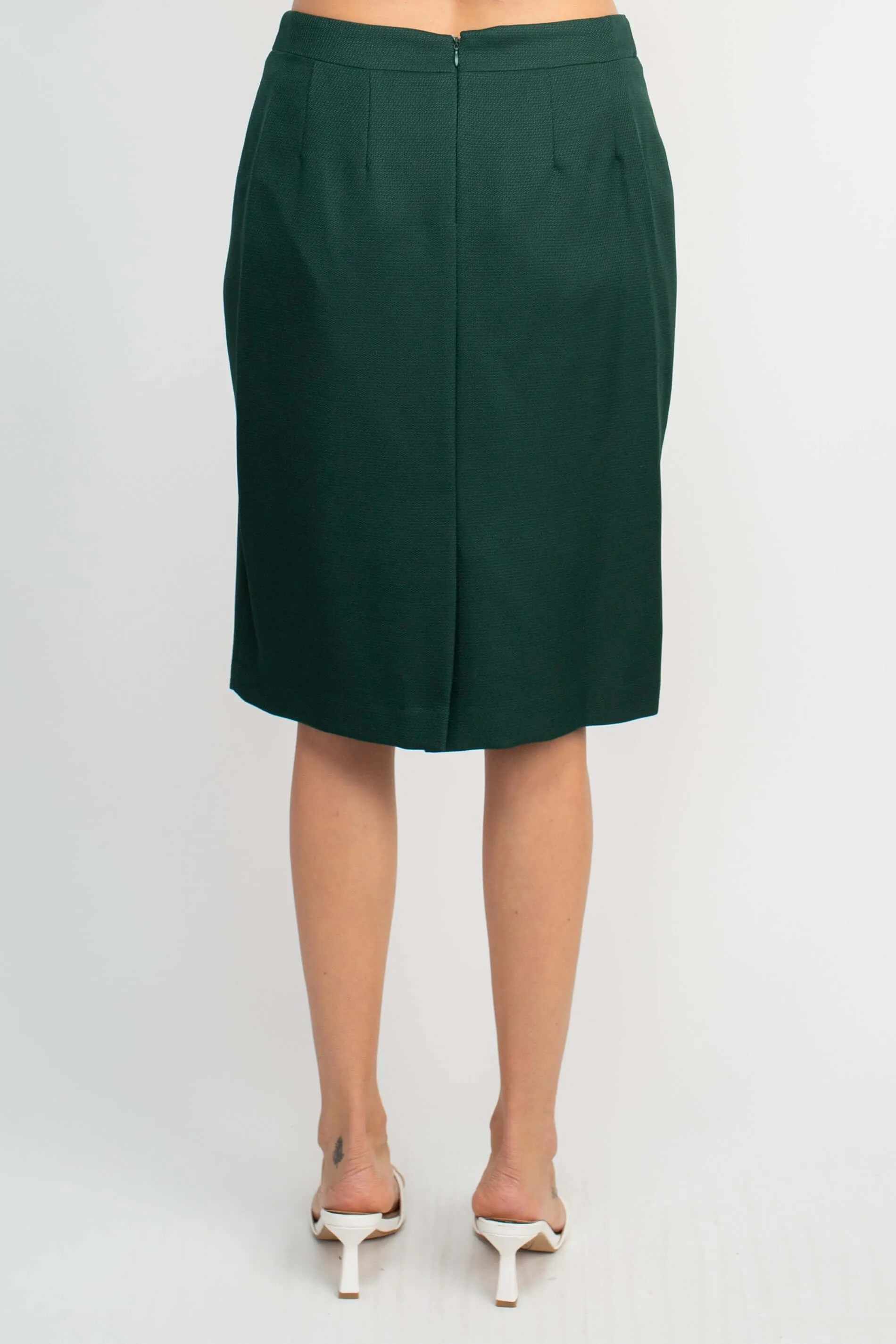 John Meyer Collection Notched Collar 2 Button Long Sleeve Slit Back Crepe Skirt Set