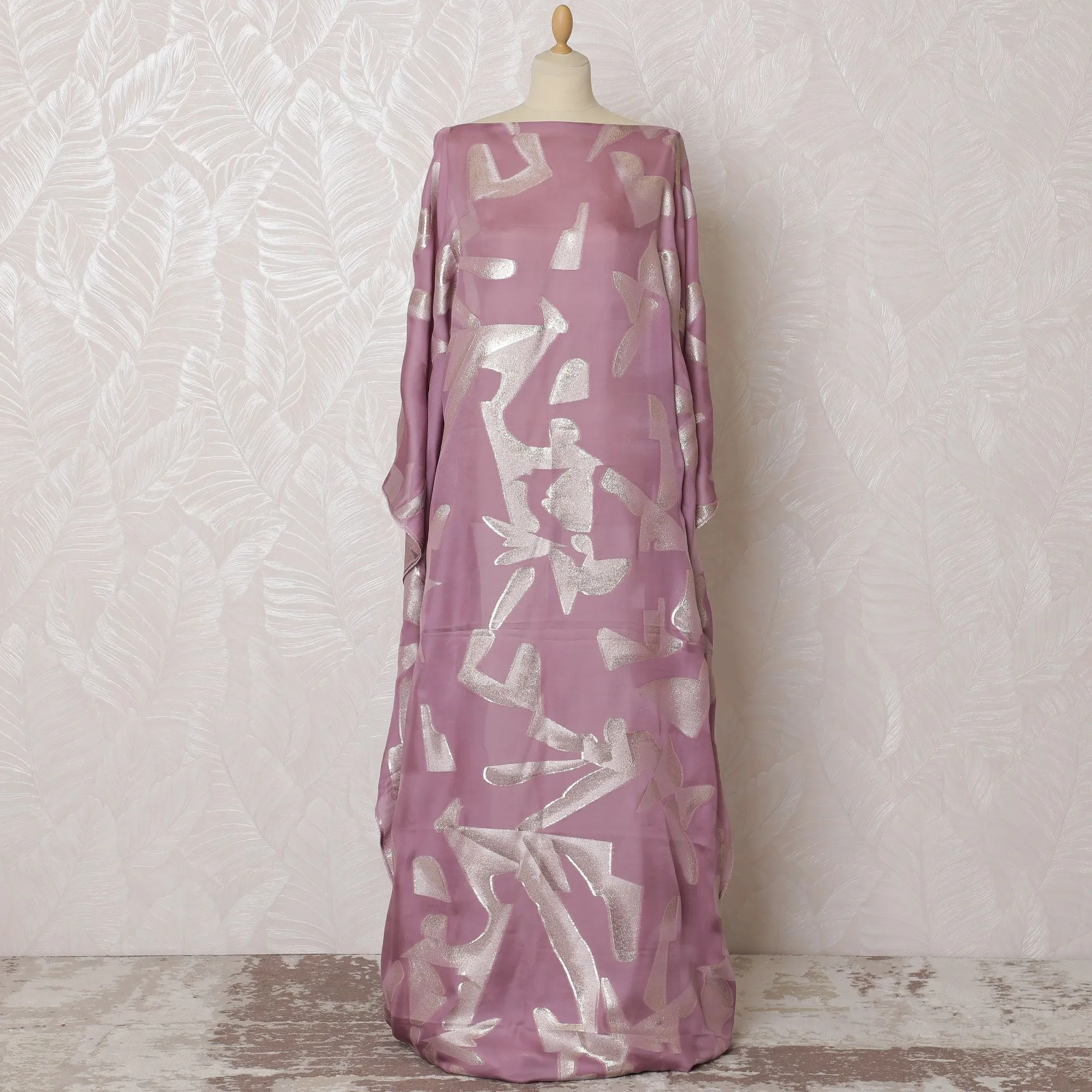 Lavender Dream Silk Chiffon Somali dirac Fabric with Silver Lurex - 140cm x 3.5 Mtrs-D18509