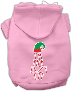 Lazy Elf Screen Print Pet Hoodie Light Pink Sm (10)
