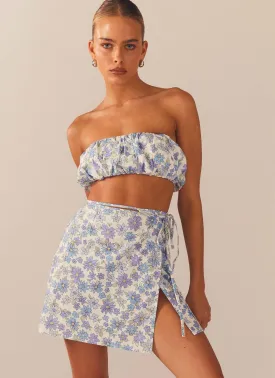 Longing For Less Mini Wrap Skirt - Daisy Chain