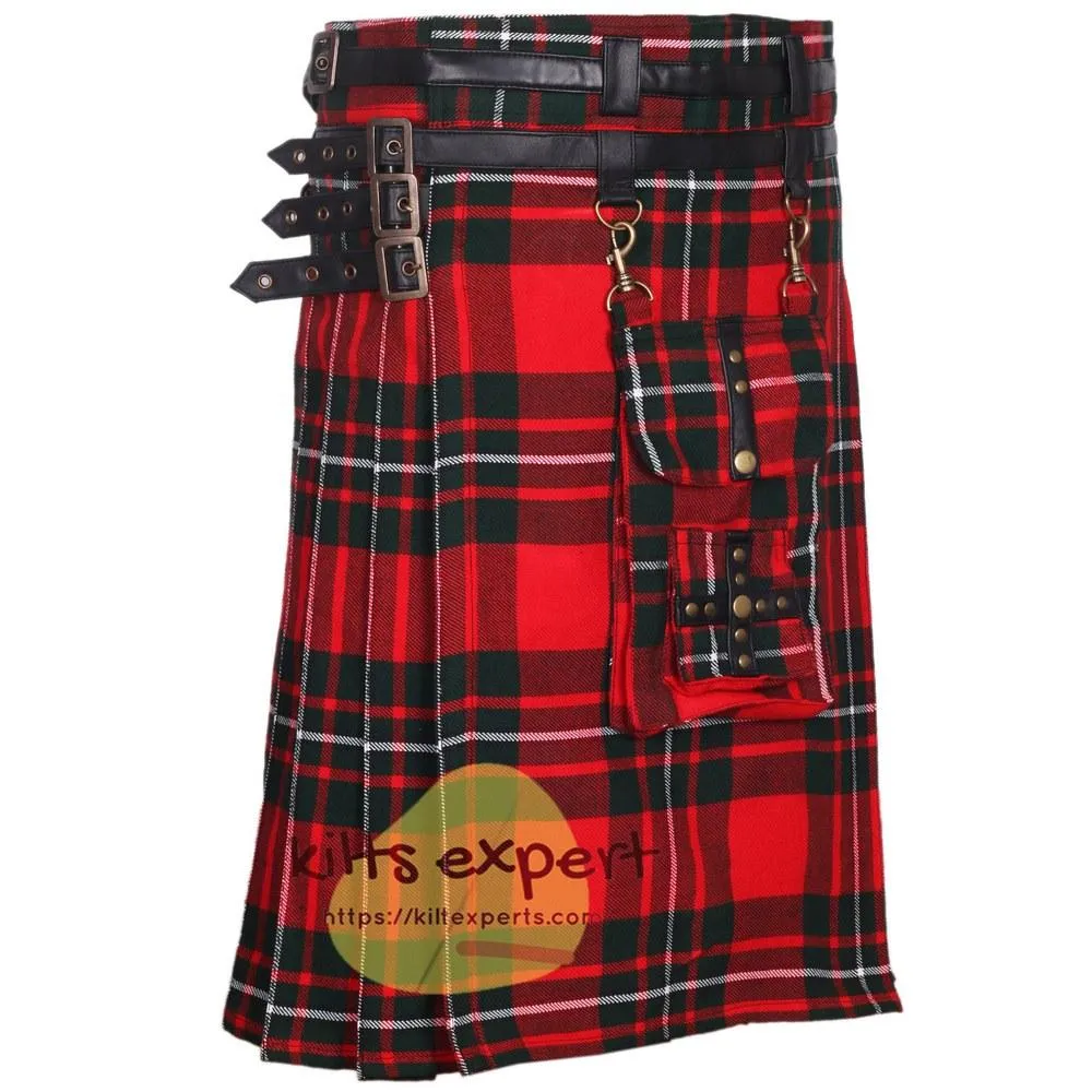 MacGregor tartan Modern Best Tartan Utility Kilt With Detachable Pockets
