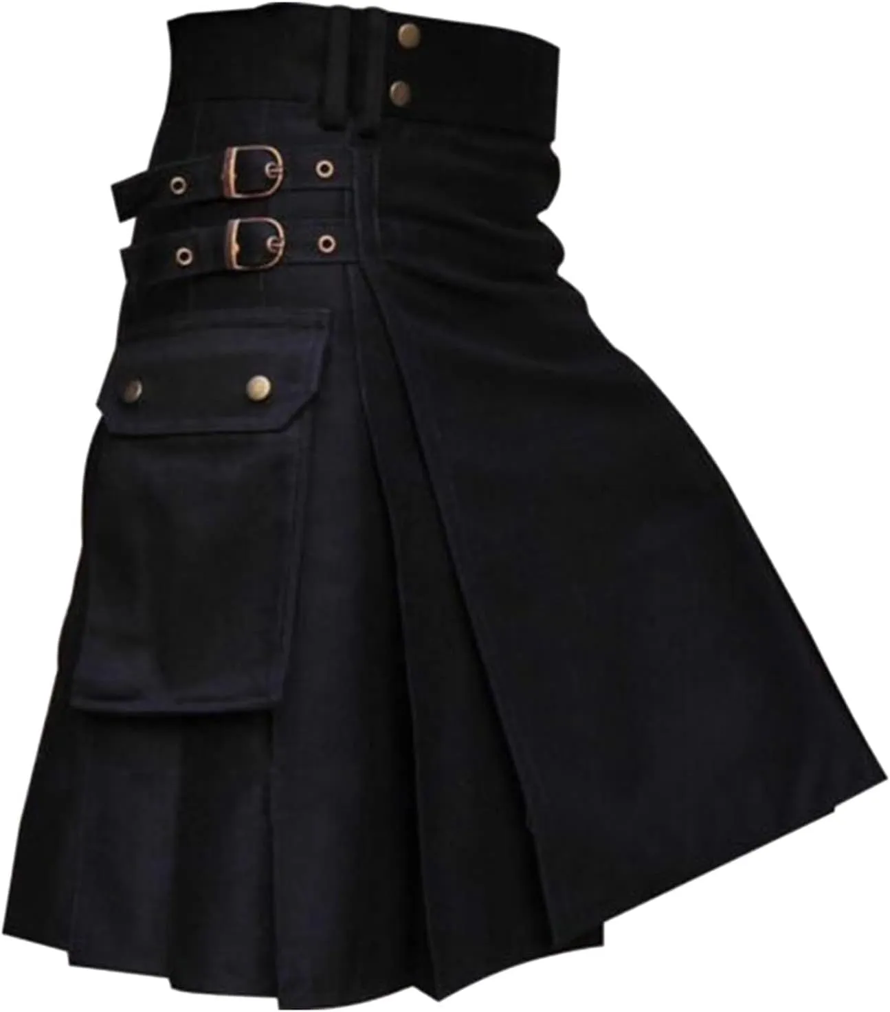 Men Tartan Scottish Style Kilts Medieval Kendo Costume Sport Utility Kilt Plaid Contrast Waistband Pleated Skirt