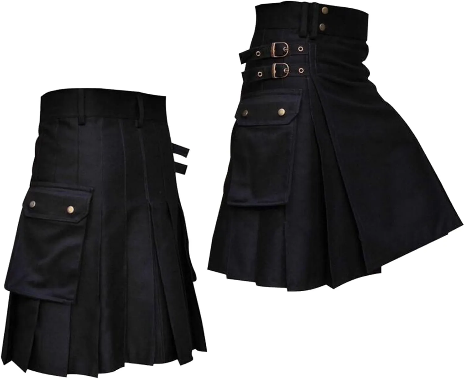 Men Tartan Scottish Style Kilts Medieval Kendo Costume Sport Utility Kilt Plaid Contrast Waistband Pleated Skirt