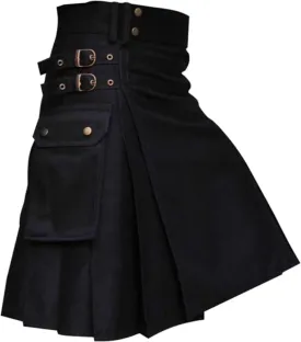 Men Tartan Scottish Style Kilts Medieval Kendo Costume Sport Utility Kilt Plaid Contrast Waistband Pleated Skirt