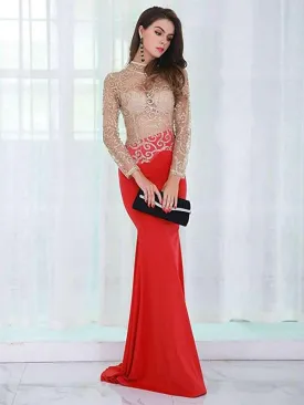 Missord Cutout Back Glitter Mesh Bodice Fishtail Dress