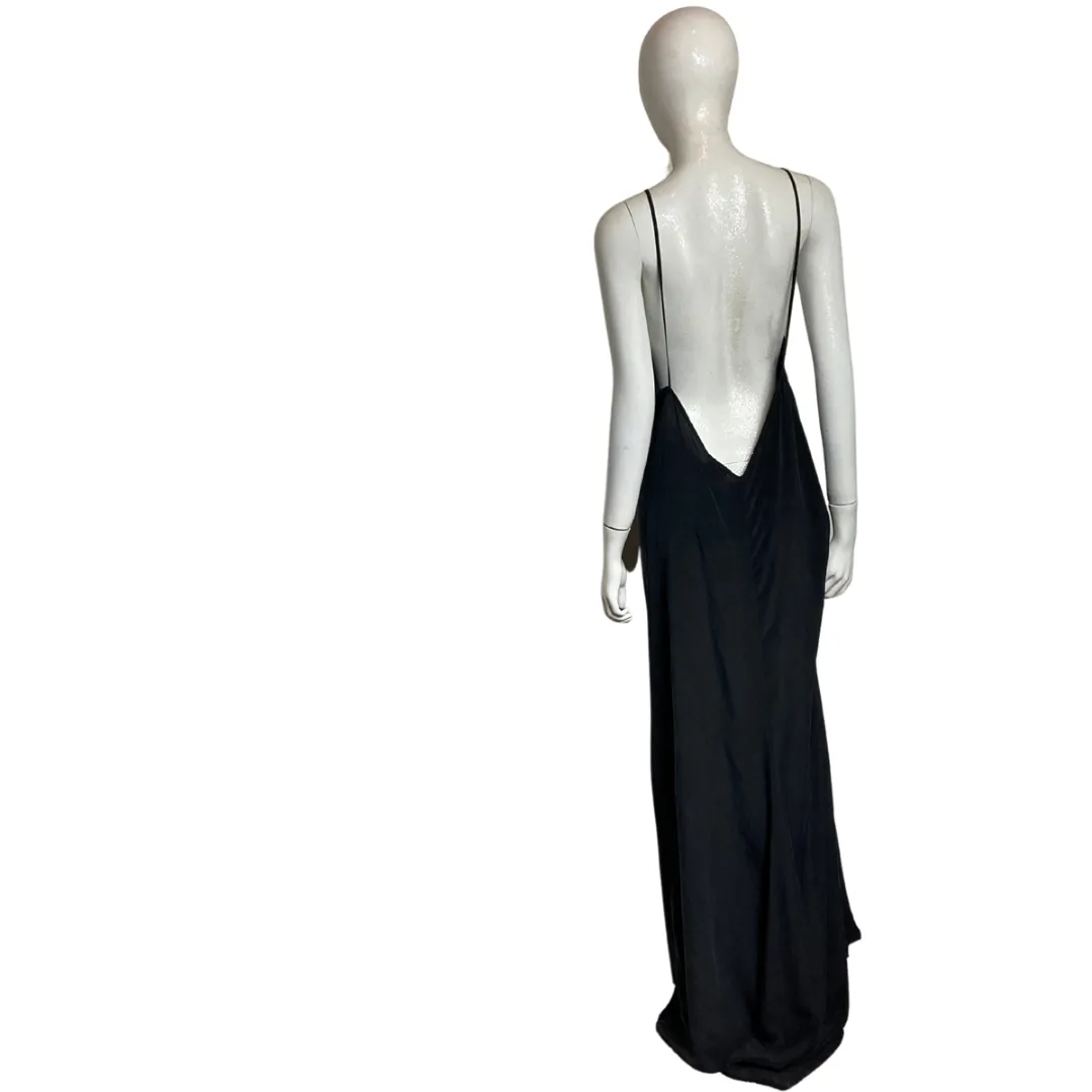 OHLIN/D Black Floor Length Silk Slip Dress size M