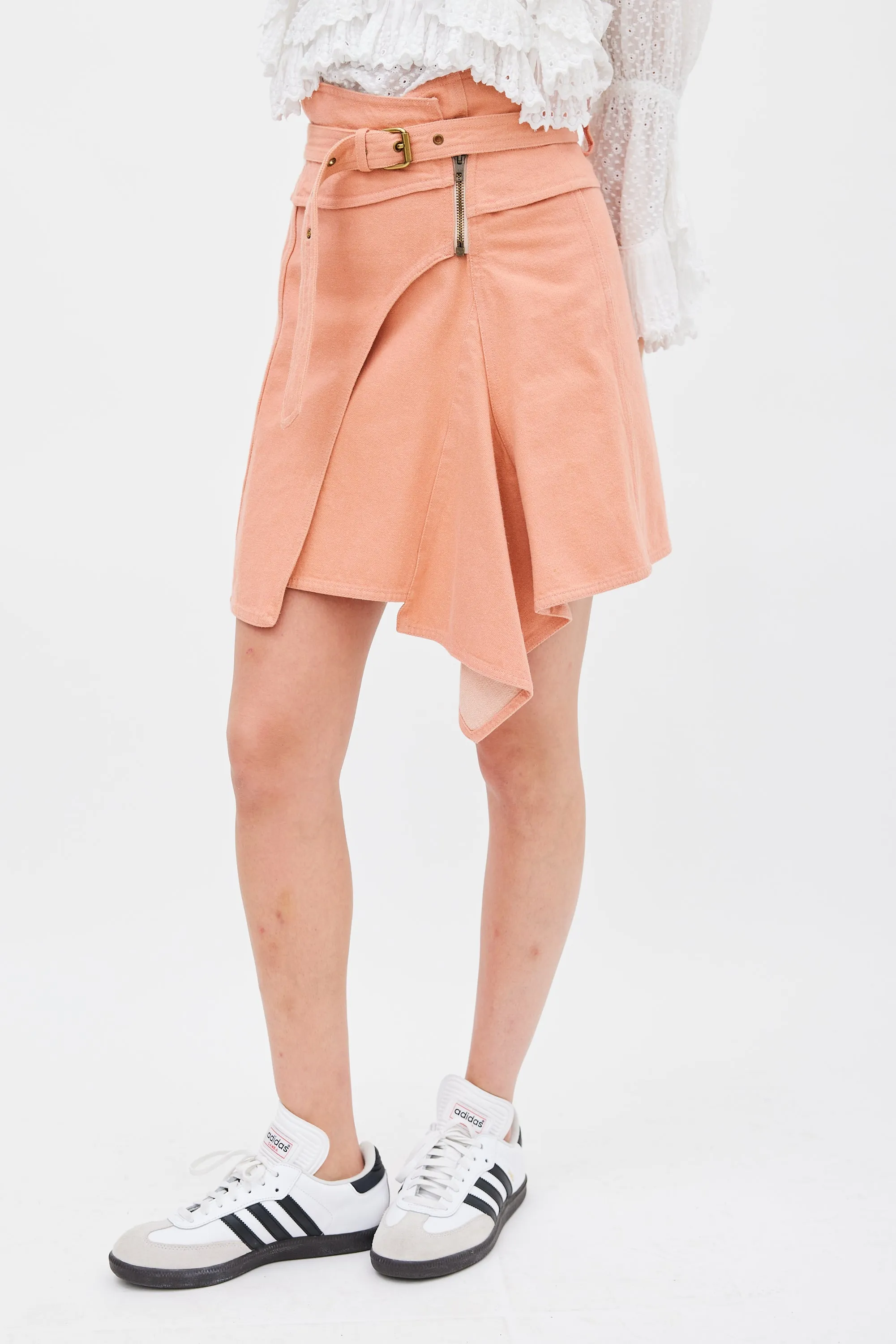 Pink Cotton Panelled Wrap Skirt