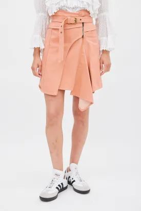 Pink Cotton Panelled Wrap Skirt