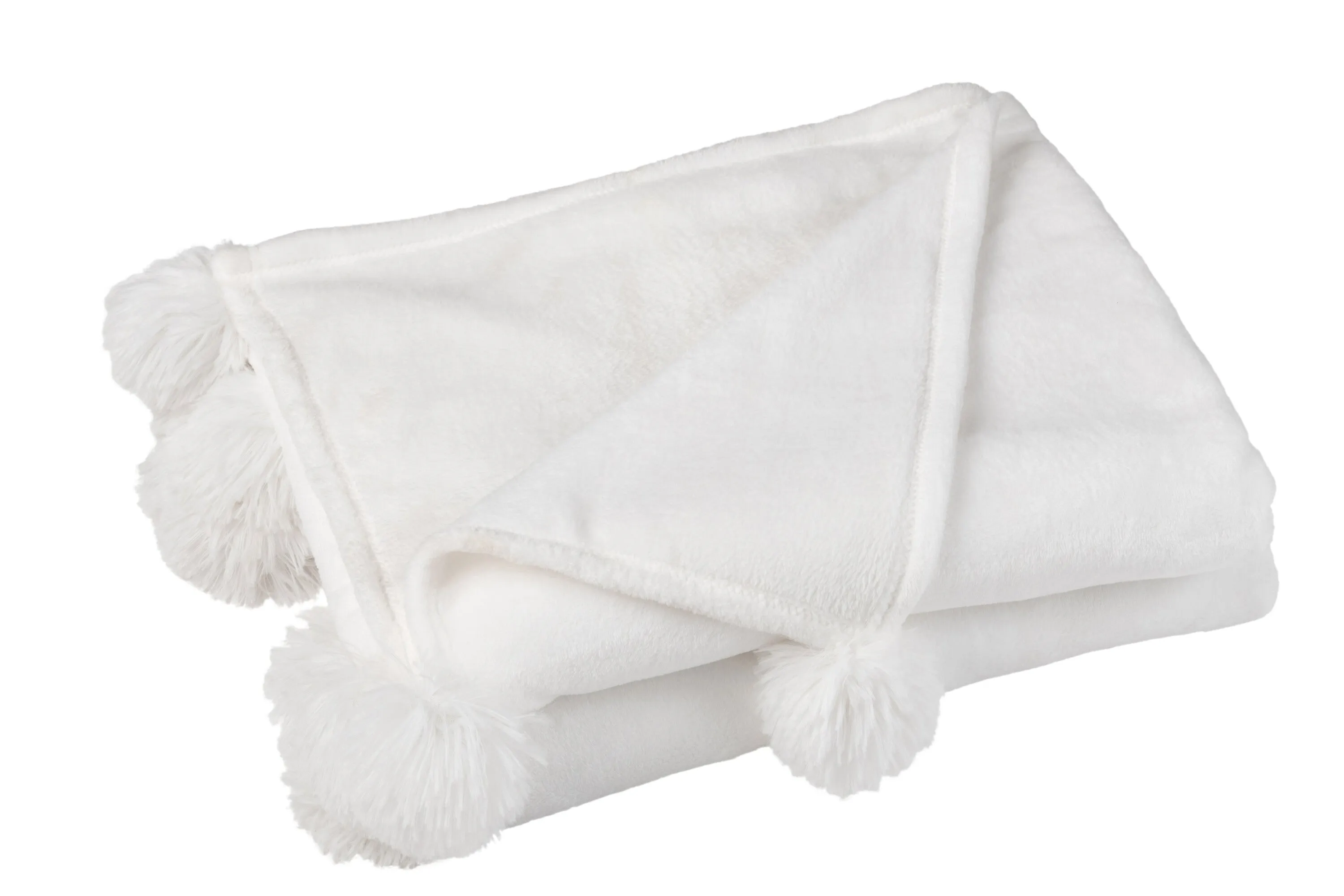 Plaid Pompon white