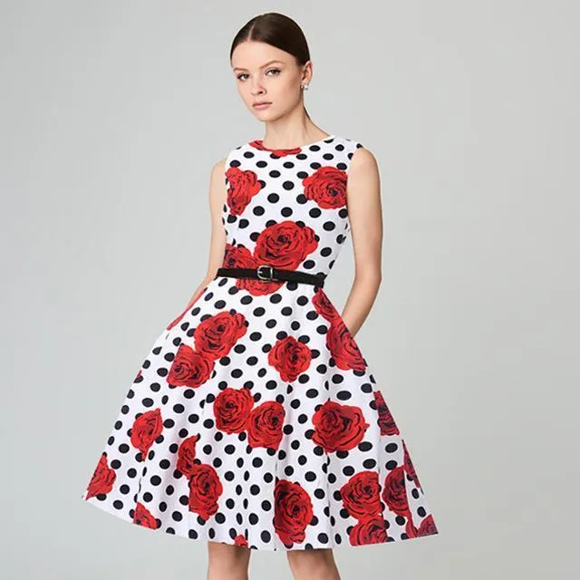Plus Size - Vintage Elegant  Sleeveless Dress (US 8-16W)