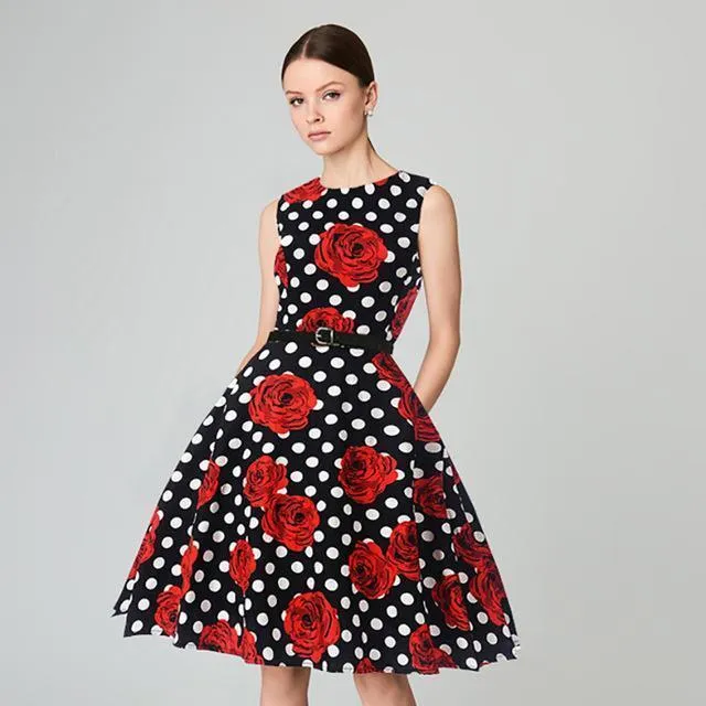 Plus Size - Vintage Elegant  Sleeveless Dress (US 8-16W)