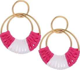Rattan Weave Earrings Boho Summer Raffia Hoop Dangle Earrings for Women Bohemian Raffia Braid Straw Wicker Round Drop Earrings Lightweight Beach Party Statement Earrings Jewelry